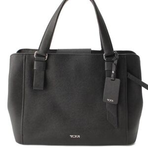 Tumi Varek Pearl Leather Tote & Crossbody Bag in Black & Silver Hardware